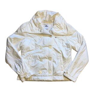 Lacoste Women's White Double-Breasted Jacket Ivory Size S